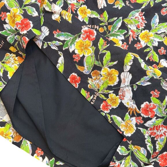 WAYF Kenny Linen Blend Wrap Skirt - Black Hawaiian Print - Size Medium - Picture 6 of 10